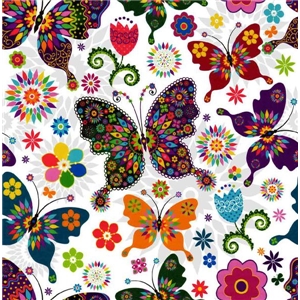 Färgglada Fjärilar på Vitt
