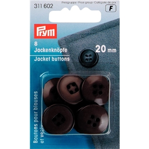 Prym jackknappar Mörkbrun 20 mm