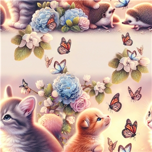 Kitten and butterflies