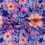 Vackra Lila Blomster Ribbad Jersey